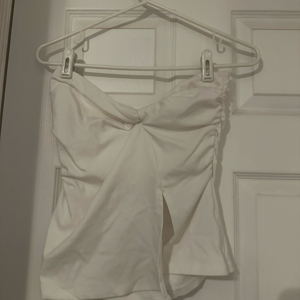 Ivory Twist Front Strapless Bodysuit